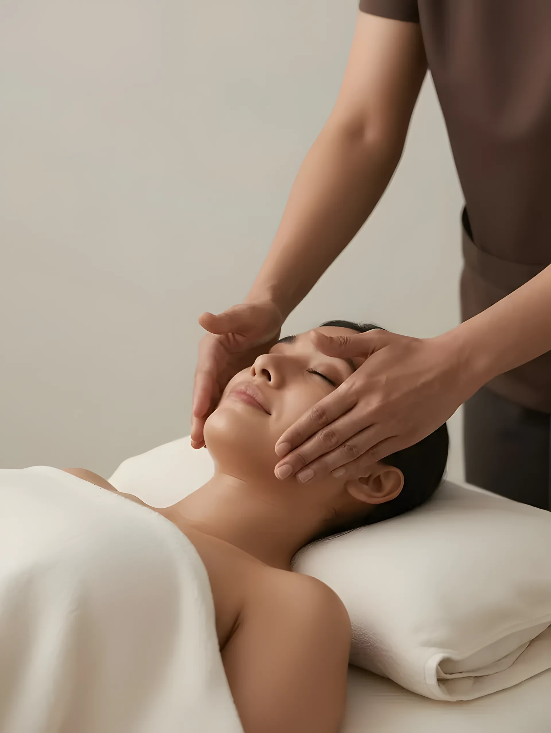 Therapist giving a facial massage